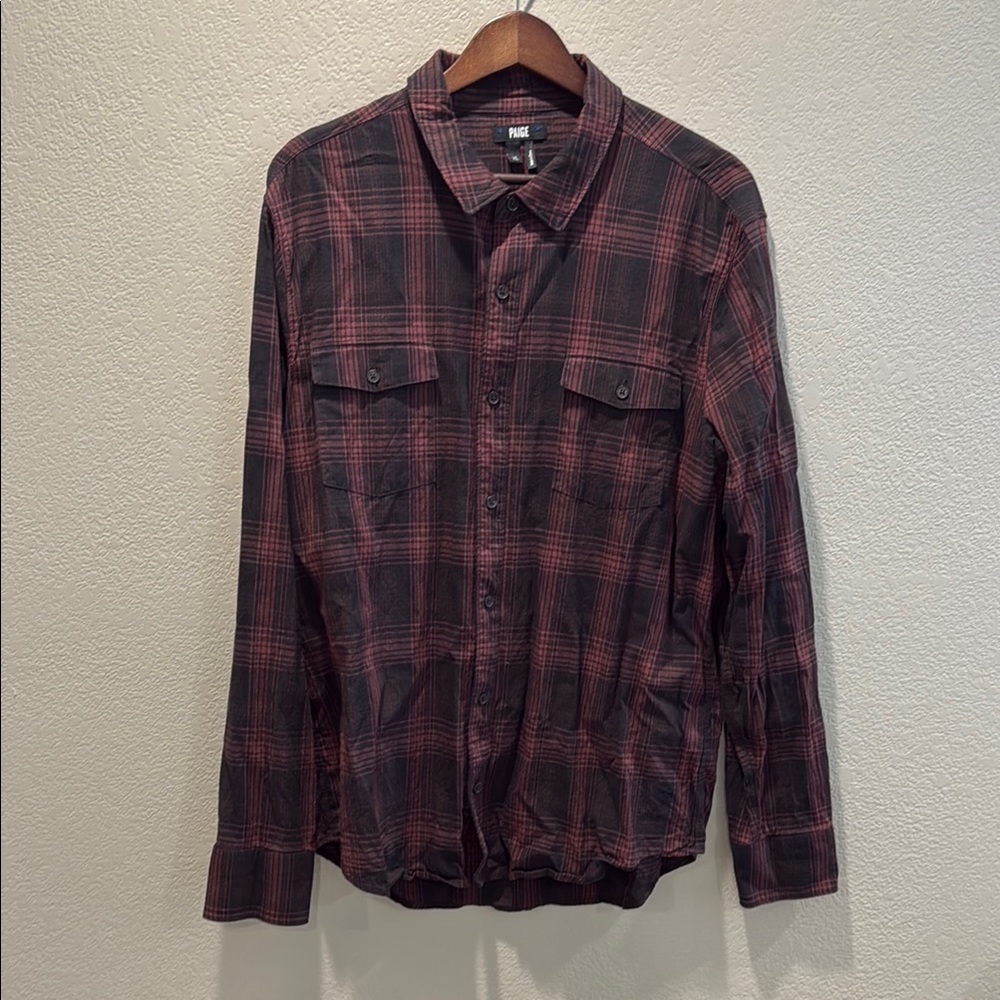 Paige  Burgundy Plaid Button-Up Shirt